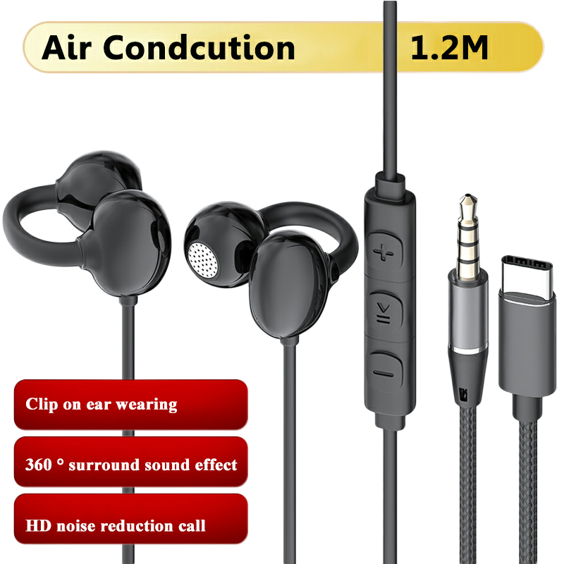 Open Ear Air Conduction Headphones - 유선 오픈형 이어폰 3.5mm/타입C 공기전도 이어클립