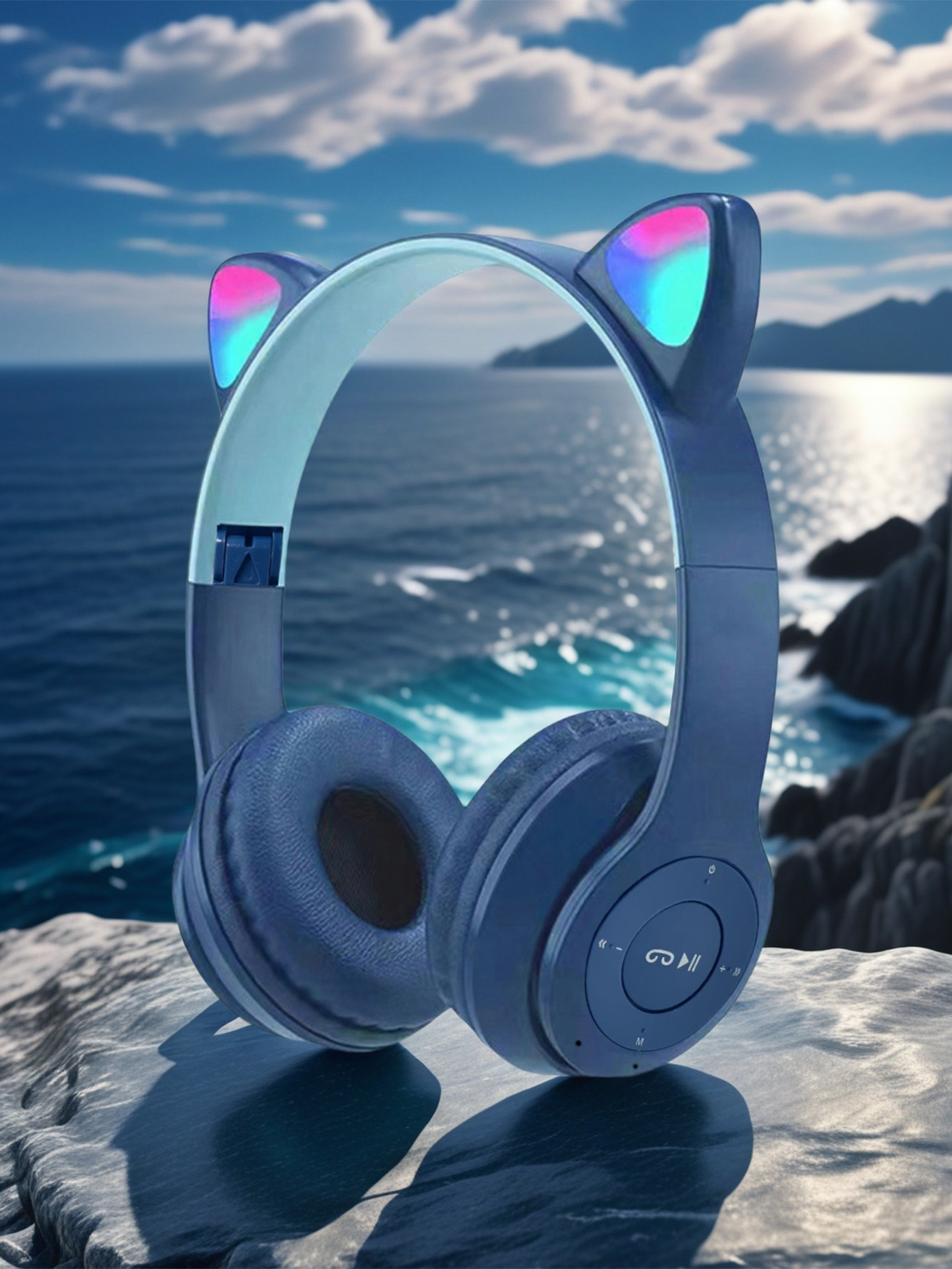 Cat Ear Bluetooth Headset Led - P47M 고양이 귀 모양 헤드폰, RGB